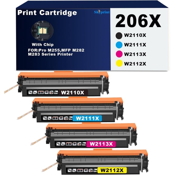 High Yield M283 206X Toner Cartridges 206X 206A W2110X with Chip Compatible for Pro M255,MFP M282,M283 Series MFP M283fdw M283cdw,Pro M255dw Printer Toner