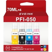 High Yield PFI-050 PFI 050 Pigment Ink Tank 70ML Compatible for Canon imagePROGRAF TC-20 TC-20M TC-21 TC-21M Printer 4-Pack,Black Cyan Magenta Yellow