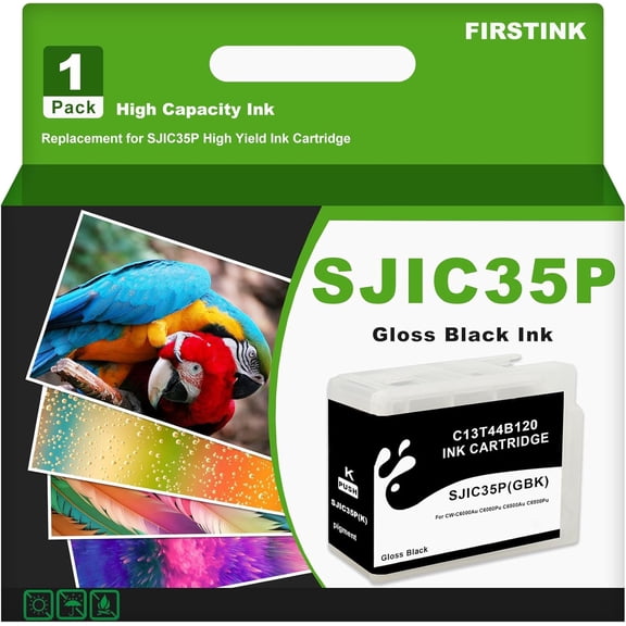 High Yield SJIC35P Gloss Black Ink Cartridge C13T44B120 Compatible for ColorWorks CW-C6000A CW-C6000P CW-C6500P CW-C6500A Color Inkjet Label Printer