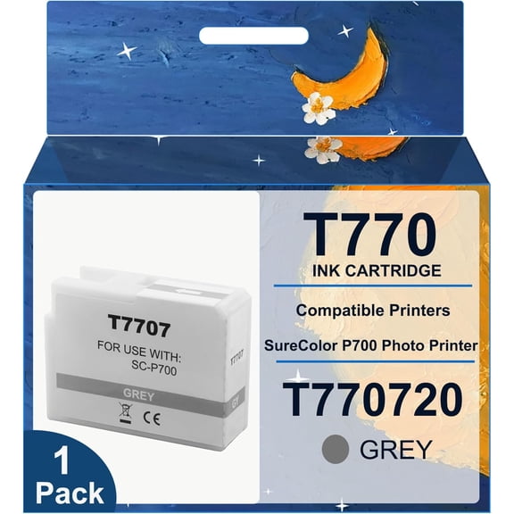 High Yield T770 Ink Cartridges T770720 770 Ink P700 Ink Compatible for SureColor P700 Photo Printer Ink(1 Gray)