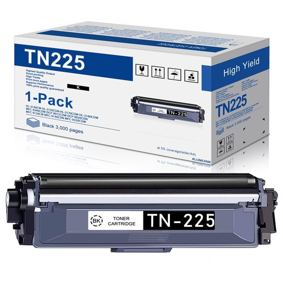 High Yield TN225 Toner Cartridge Replacement for Brother TN225 MFC-9140CDN Printer 1 Pack Black