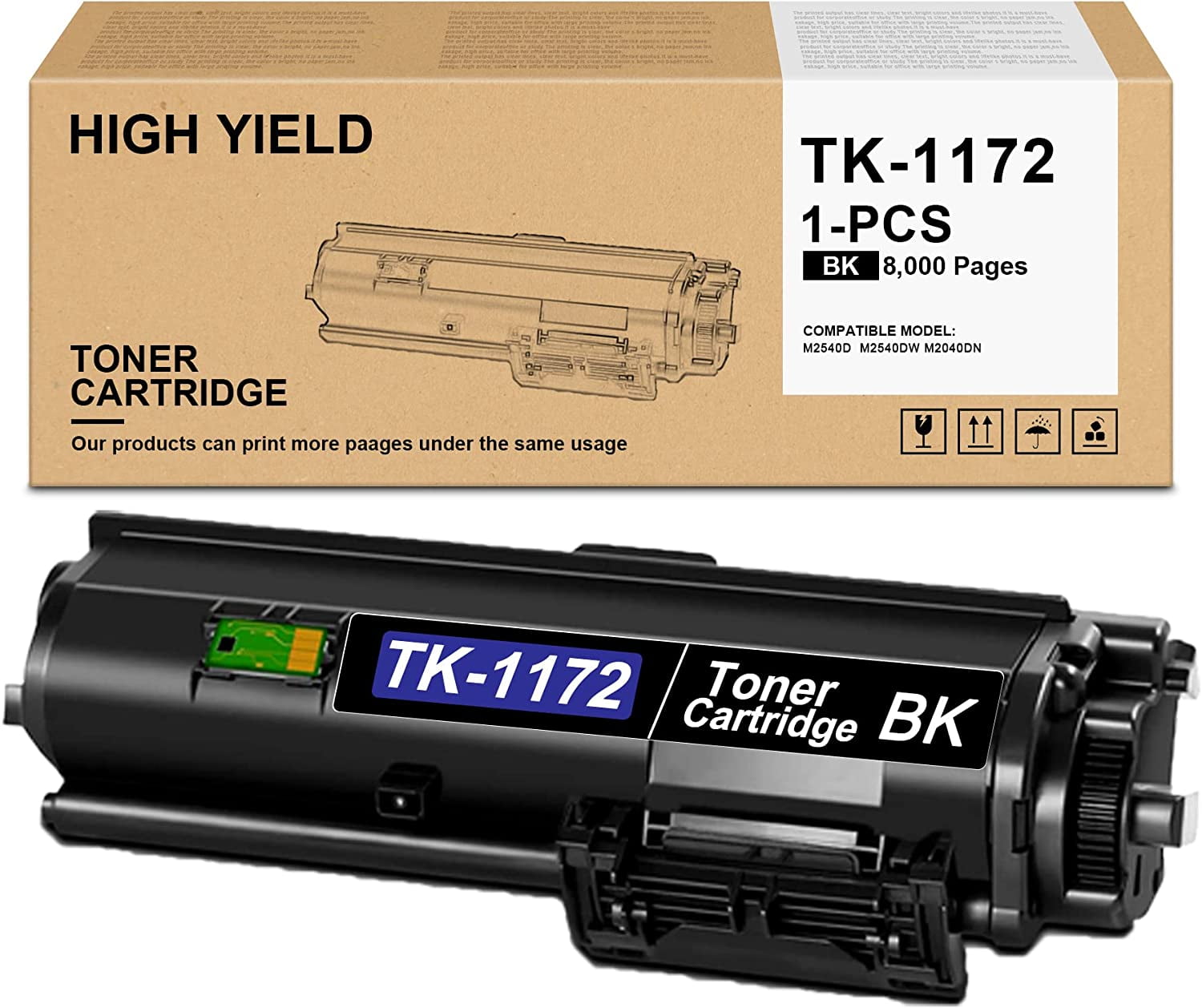 High Yield Toner Kit Compatible TK-1172 Replacement for Kyocera M2540d M2540dw M2040dn Printers ...