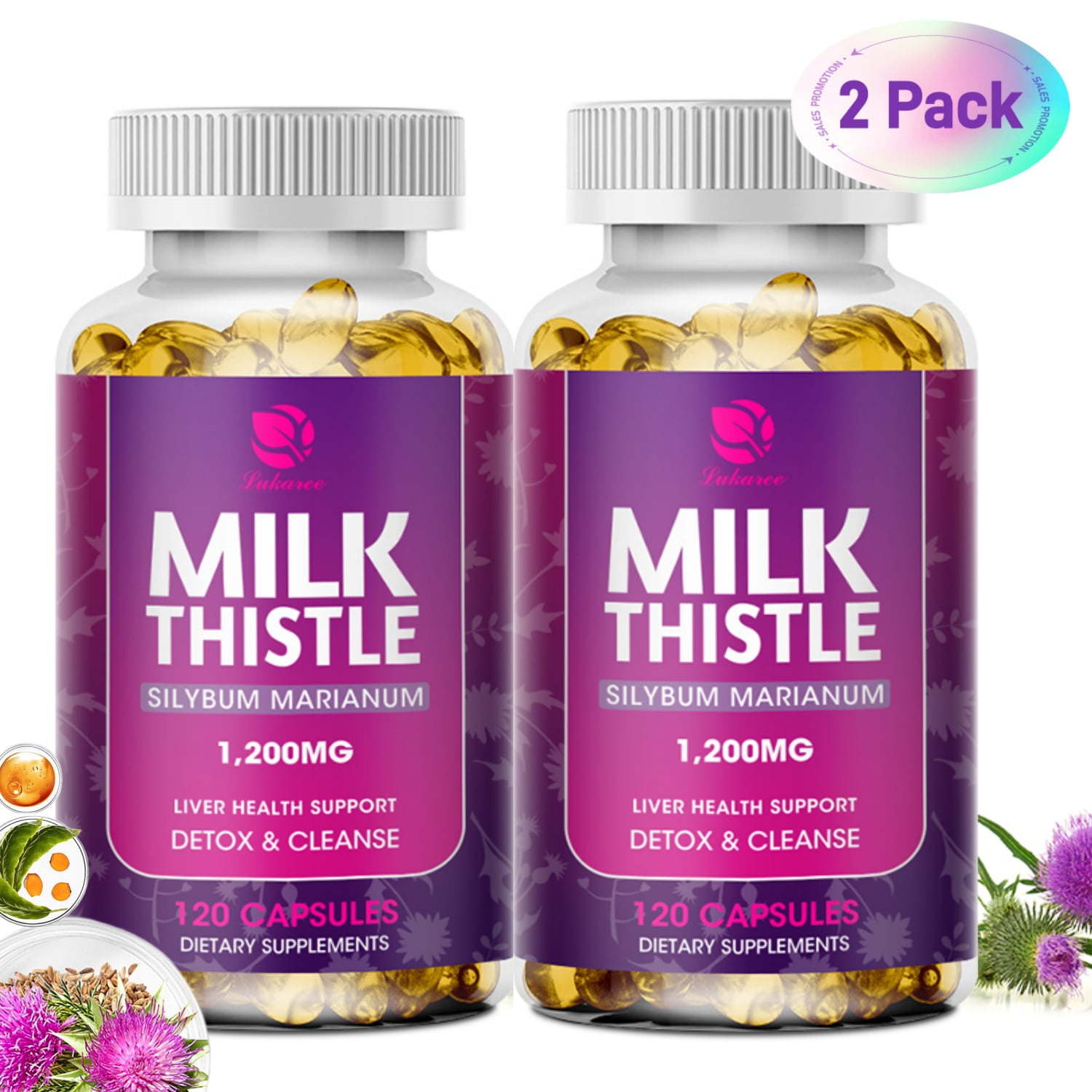 High absorption 1200mg Milk Thistle Extract with 50 mg Dandelion 