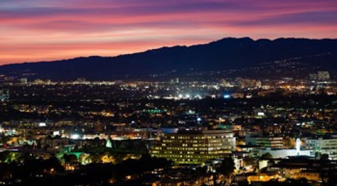 High angle view of a city at dusk Culver City West Los Angeles Santa Monica Mountains Los Angeles County California USA Canvas Art - Panoramic Images (24 x 14)