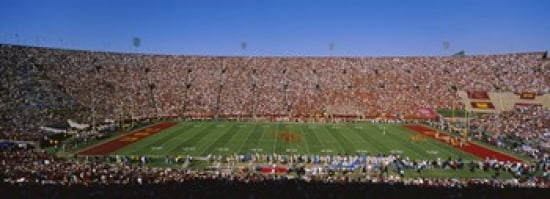 High angle view of a football stadium full of spectators Los Angeles Memorial Coliseum City of Los Angeles California USA Canvas Art - Panoramic Images (36 x 13)