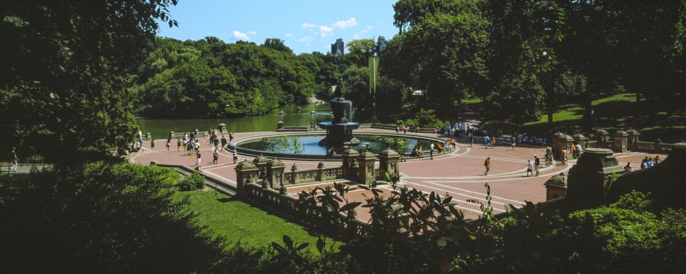 High angle view of Bethesda Terrace And Fountain Central Park Manhattan New York City New York State USA Canvas Art - Panoramic Images (27 x 9)