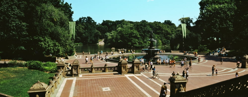 High angle view of Bethesda Terrace And Fountain Central Park Manhattan New York City New York State USA Canvas Art - Panoramic Images (36 x 12)