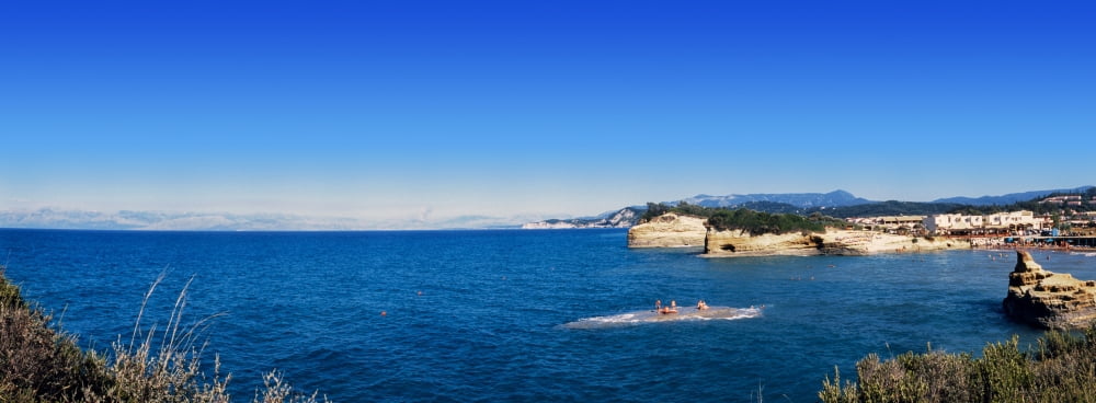 High angle view of Ionian Sea Corfu Ionian Islands Greece Canvas Art - Panoramic Images (27 x 9)
