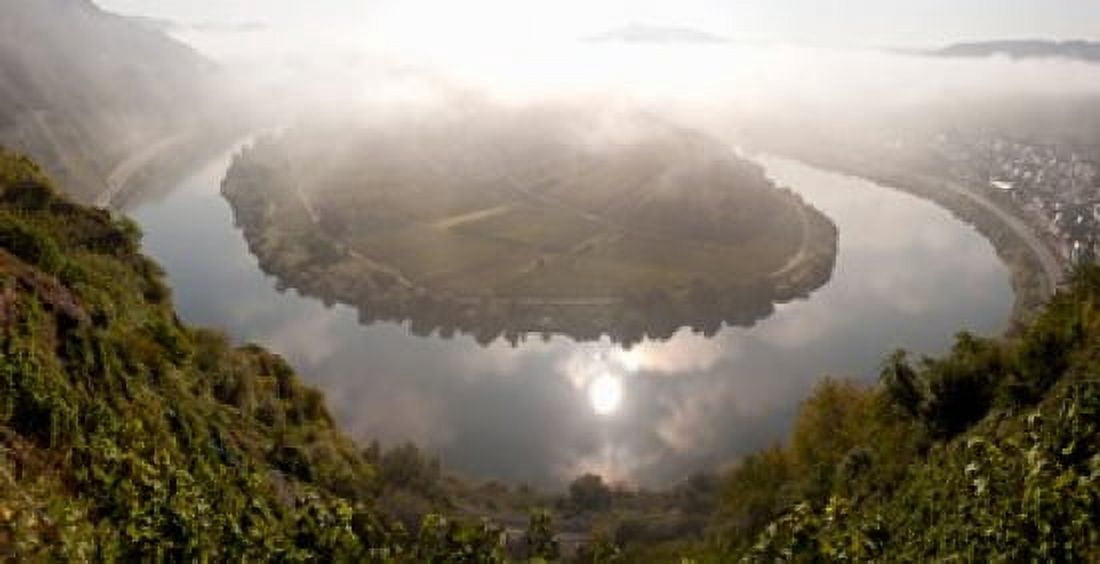 High angle view of Mosel River Bremm Cochem-Zell Rhineland-Palatinate Germany Canvas Art - Panoramic Images (24 x 12)