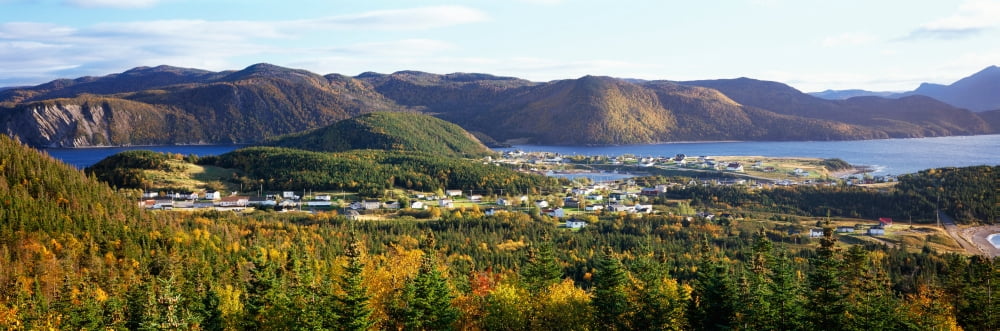 High angle view of Norris Point near Gros Morne National Park Newfoundland & Labrador Canada Canvas Art - Panoramic Images (27 x 9)