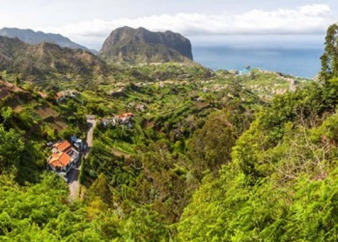 High angle view of Porto da Cruz and Penha de Aguia from Portela Madeira Portugal Canvas Art - Panoramic Images (36 x 26)