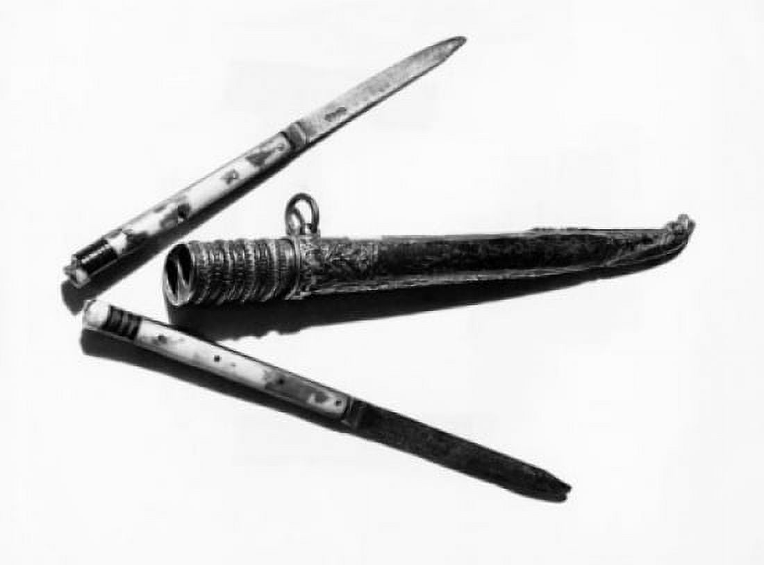 High angle view of Turkish knives 1890s Canvas Art - (18 x 24)