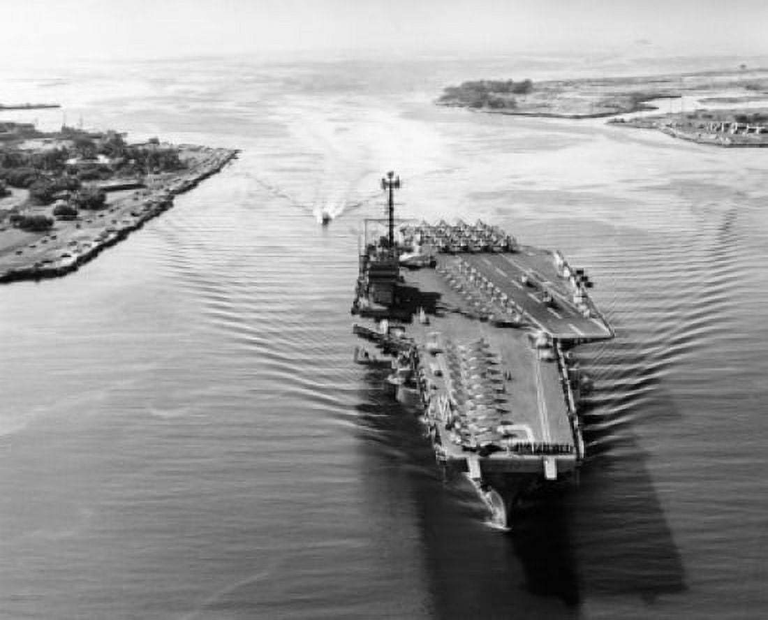 High angle view of USS Ranger aircraft carrier Canvas Art -  (24 x 36)