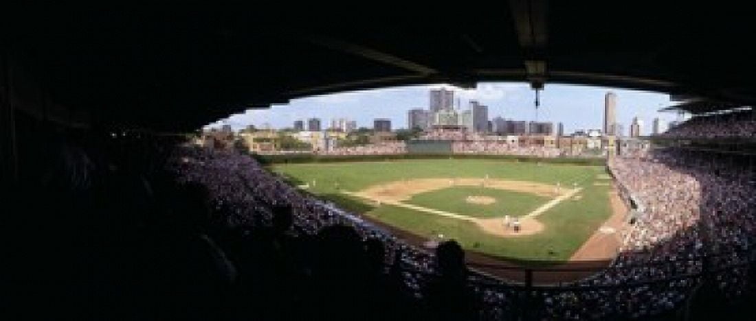 High angle view of a baseball stadium Wrigley Field Chicago Illinois USA Canvas Art - Panoramic Images (15 x 6)