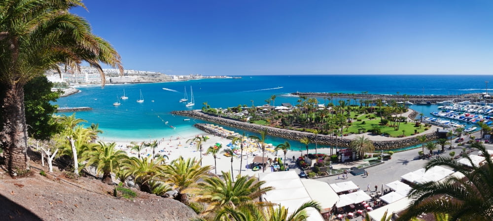 High angle view of a beach Anfi del Mar Playa de la Verga Gran Canaria Spain Canvas Art - Panoramic Images (12 x 27)