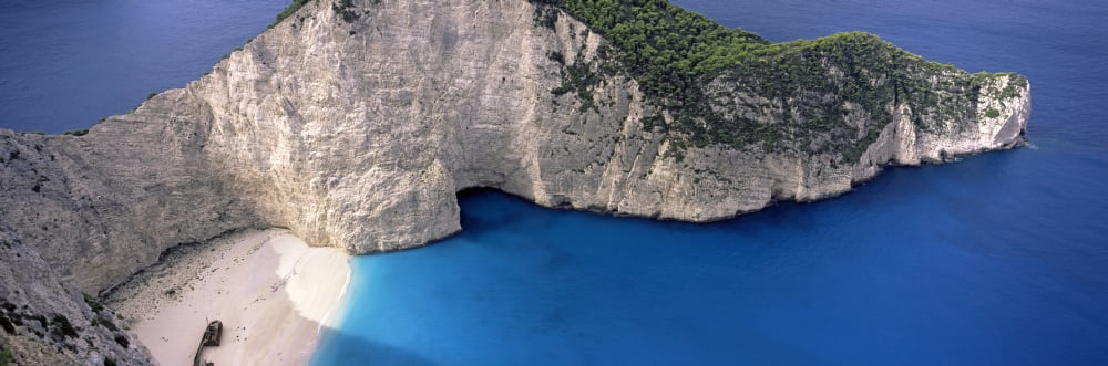 High angle view of a beach Shipwreck Beach Zakynthos Ionian Islands Greece Canvas Art - Panoramic Images (36 x 12)
