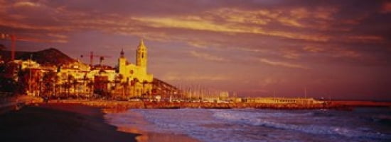 High angle view of a beach Sitges Spain Canvas Art - Panoramic Images (36 x 13)