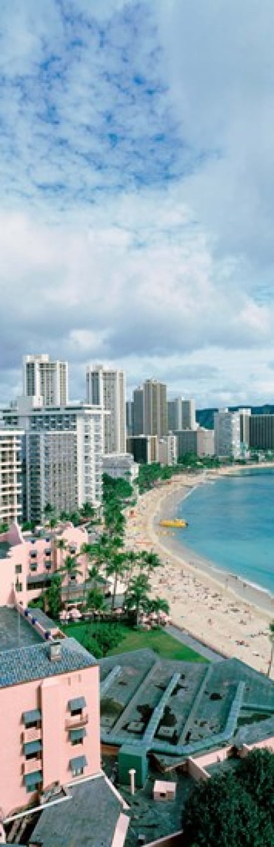 High angle view of a beach Waikiki Beach Honolulu Oahu Hawaii USA Canvas Art - Panoramic Images (18 x 6)
