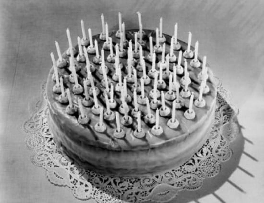 High angle view of a birthday cake decorated with candles Canvas Art - (18 x 24)