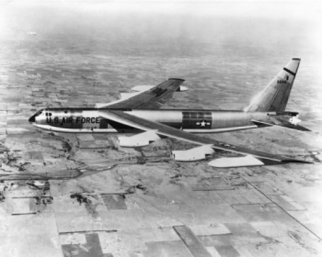 High angle view of a bomber plane in flight B-52 Stratofortress US Air Force Canvas Art -  (18 x 24)