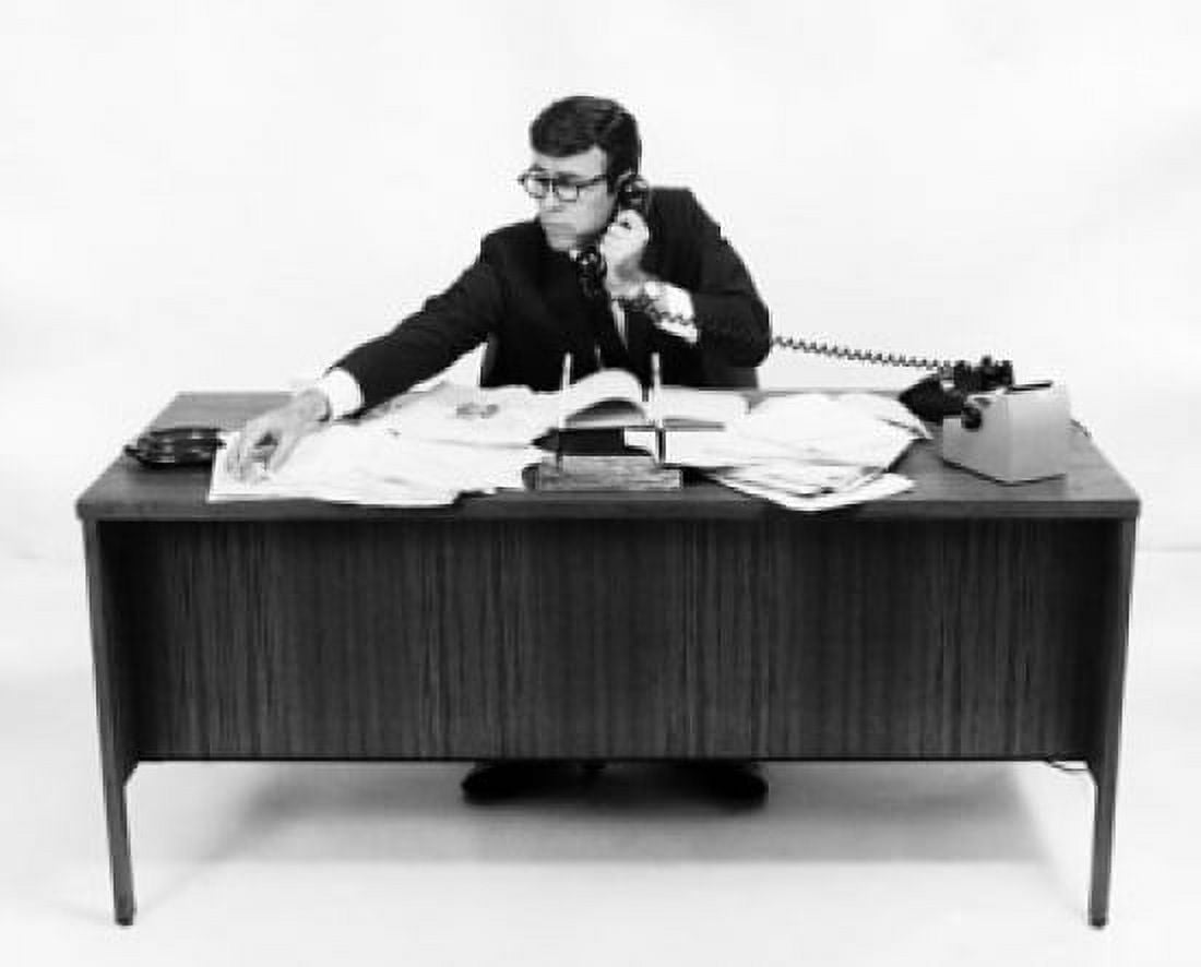 High angle view of a businessman using a telephone Canvas Art - (18 x 24)