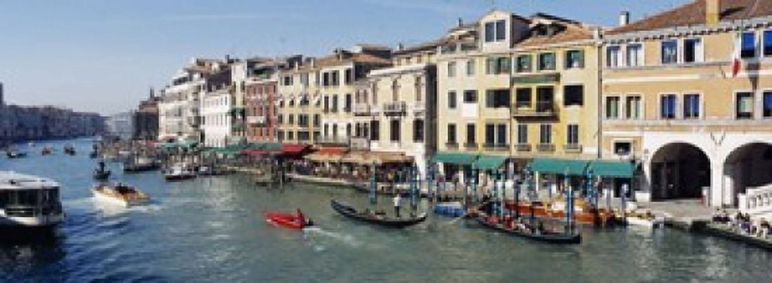 High angle view of a canal Grand Canal Venice Italy Canvas Art - Panoramic Images (18 x 7)