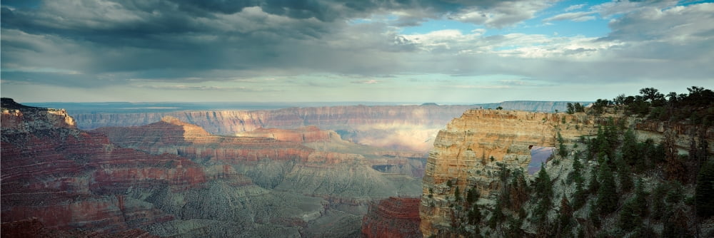 High angle view of a canyon Angels Window North Rim Grand Canyon National Park Arizona USA Canvas Art - Panoramic Images (12 x 36)