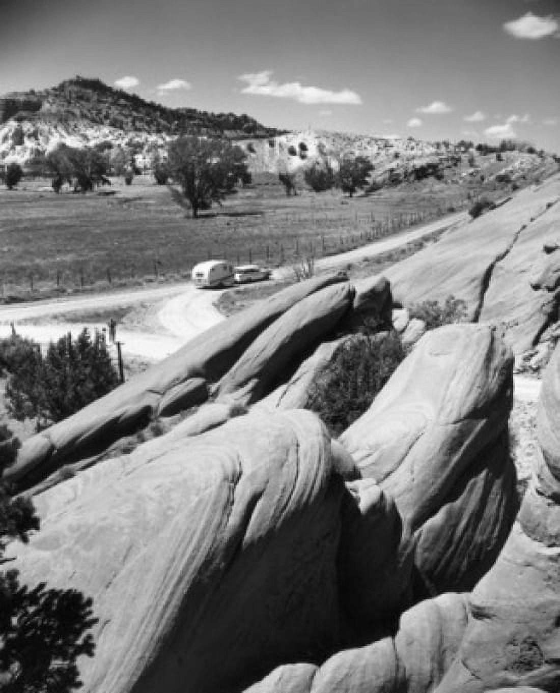 High angle view of a car with a motor home on a dirt road Escalante Canyons Utah USA Canvas Art - (24 x 36)