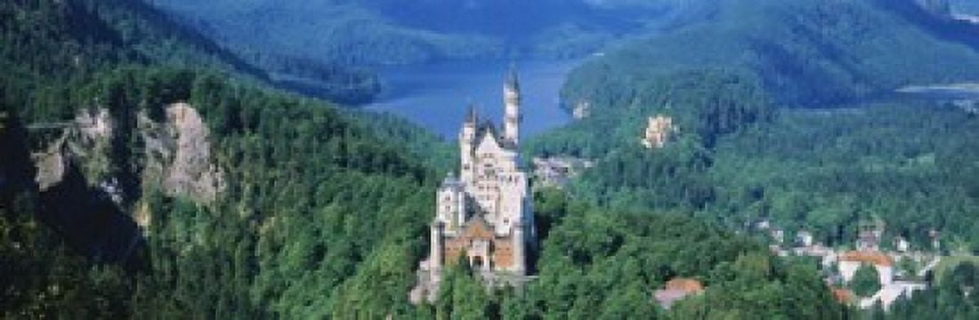 High angle view of a castle Neuschwanstein Castle Bavaria Germany Canvas Art - Panoramic Images (18 x 6)