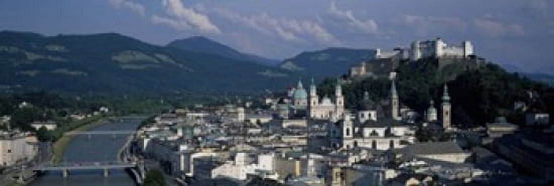 High angle view of a castle on top of a mountain Hohensalzburg Fortress Salzach River Salzburg Austria Canvas Art - Panoramic Images (18 x 6)
