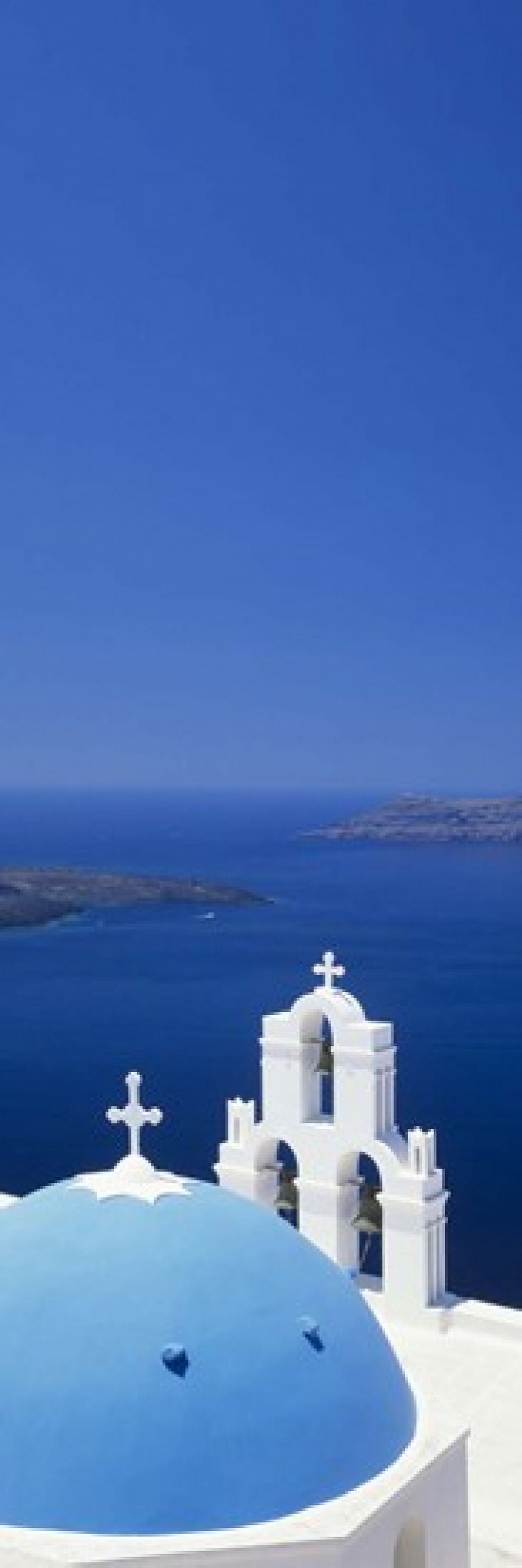 High angle view of a church Firostefani Santorini Cyclades Islands Greece Canvas Art - Panoramic Images (18 x 6)