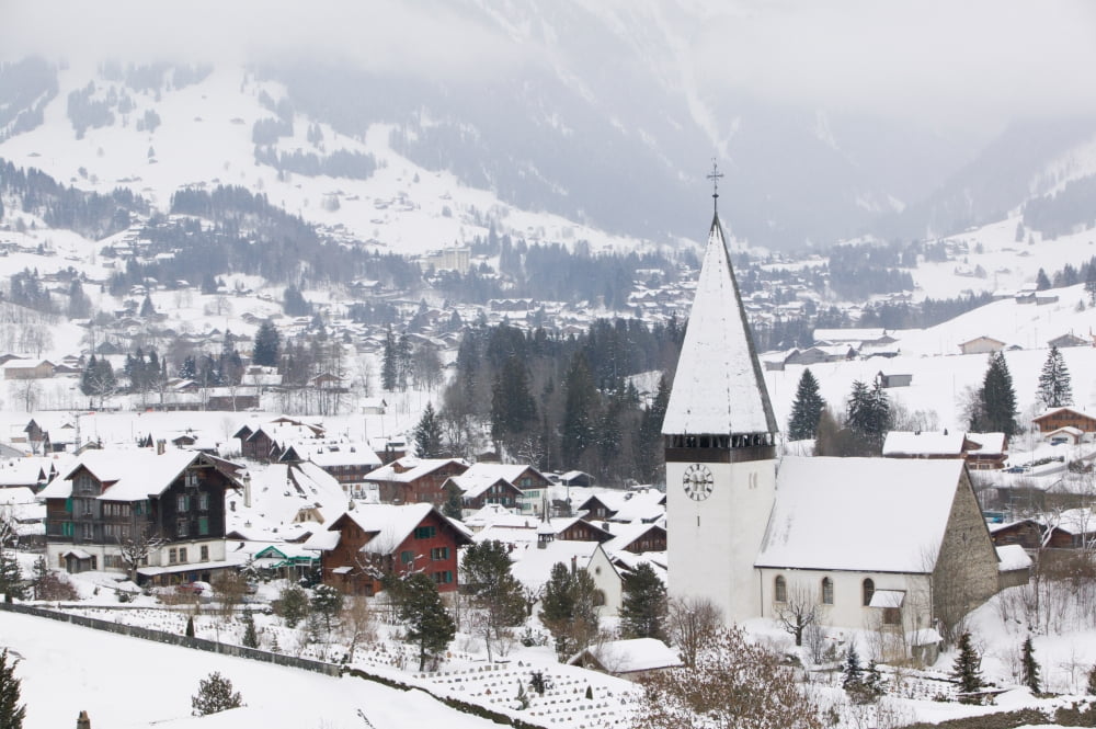 High angle view of a church in a town Berne Switzerland Canvas Art - Panoramic Images (27 x 9)