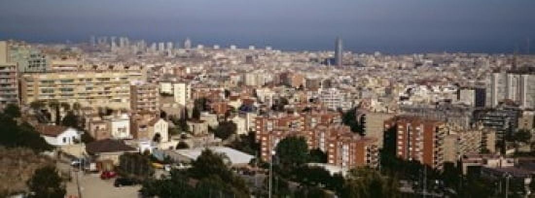 High angle view of a city Barcelona Catalonia Spain Canvas Art - Panoramic Images (18 x 7)