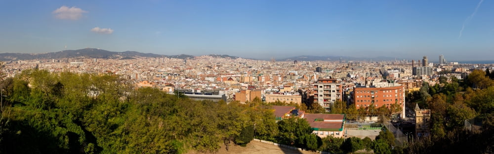 High angle view of a city Barcelona Catalonia Spain Canvas Art - Panoramic Images (27 x 9)