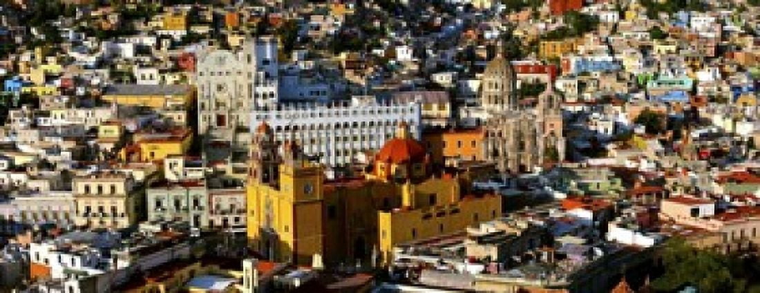 High angle view of a city Basilica of Our Lady of Guanajuato University of Guanajuato Guanajuato Mexico Canvas Art - Panoramic Images (15 x 6)