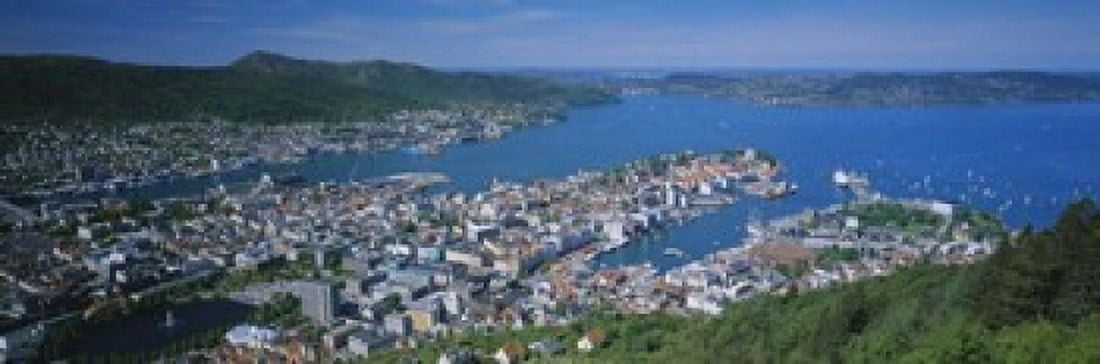High angle view of a city Bergen Hordaland Norway Canvas Art - Panoramic Images (18 x 6)
