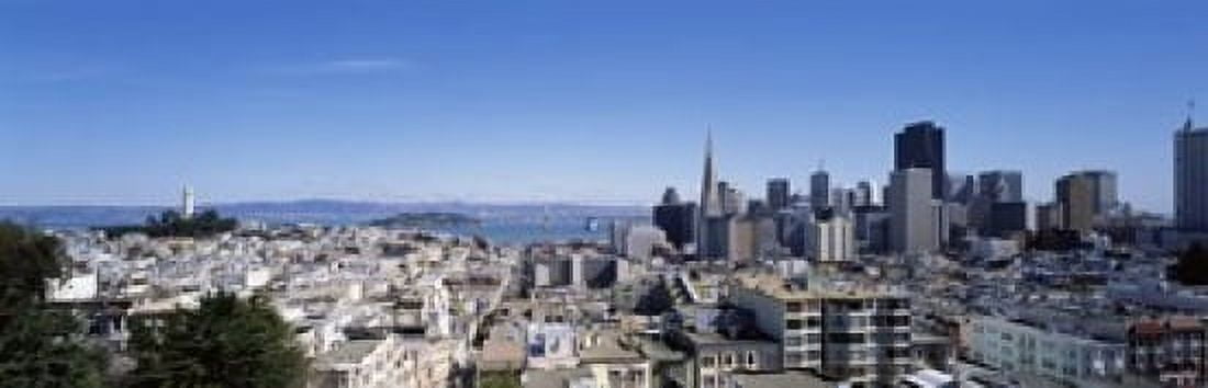 High angle view of a city Coit Tower Telegraph Hill Bay Bridge San Francisco California USA Canvas Art - Panoramic Images (18 x 6)
