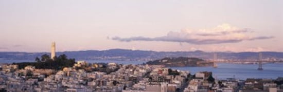 High angle view of a city Coit Tower Telegraph Hill San Francisco California USA Canvas Art - Panoramic Images (36 x 12)
