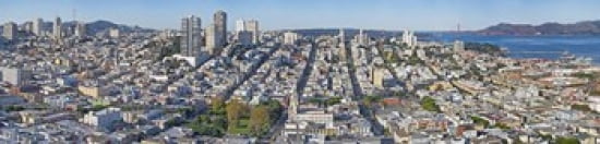 High angle view of a city Coit Tower Telegraph Hill San Francisco California USA Canvas Art - Panoramic Images (40 x 10)