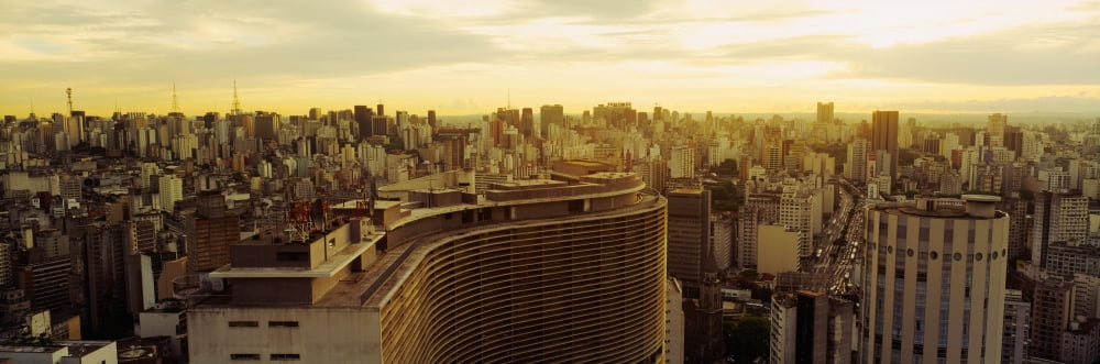 High angle view of a city Copan Building Hotel Hilton Rua Consolacao Sao Paulo Brazil Canvas Art - Panoramic Images (27 x 9)