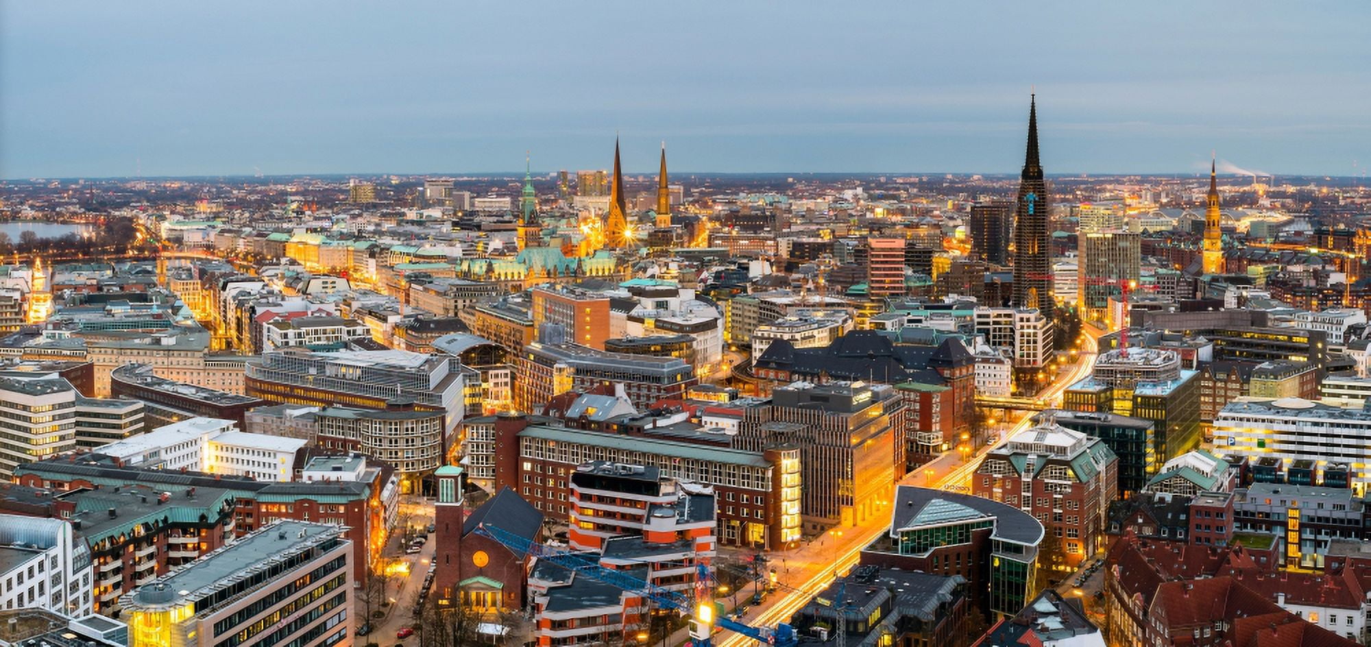 High angle view of a city Hamburg Germany Canvas Art - Panoramic Images (20 x 9)