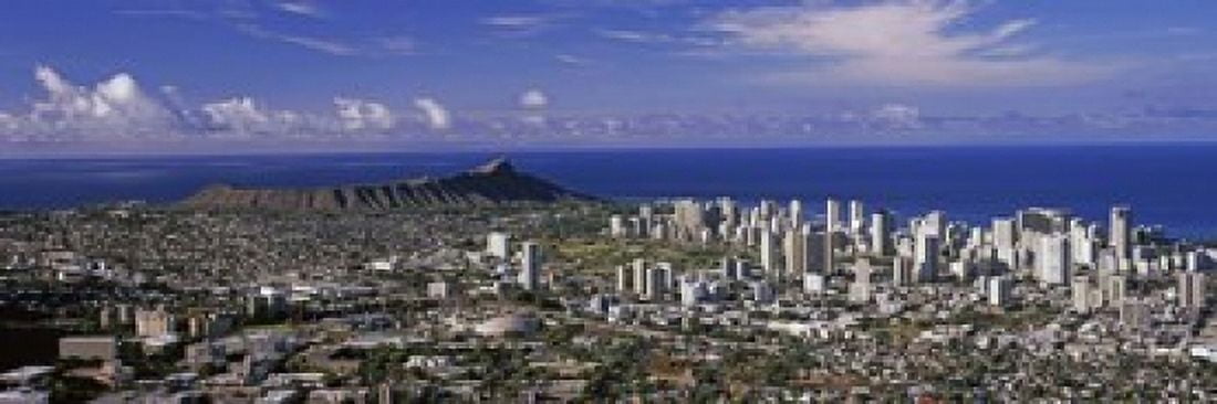 High angle view of a city Honolulu Oahu Honolulu County Hawaii USA 2010 Canvas Art - Panoramic Images (18 x 6)