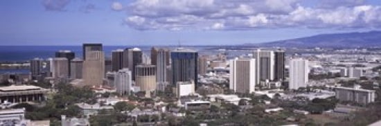 High angle view of a city Honolulu Oahu Honolulu County Hawaii USA 2010 Canvas Art - Panoramic Images (36 x 12)