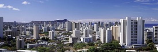 High angle view of a city Honolulu Oahu Honolulu County Hawaii USA 2010 Canvas Art - Panoramic Images (36 x 12)