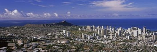 High angle view of a city Honolulu Oahu Honolulu County Hawaii USA 2010 Canvas Art - Panoramic Images (36 x 12)
