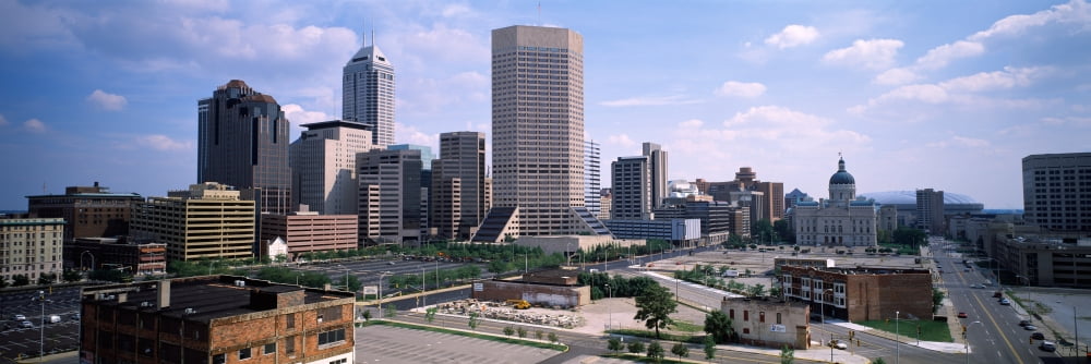 High angle view of a city Indianapolis Marion County Indiana USA Canvas Art - Panoramic Images (36 x 12)