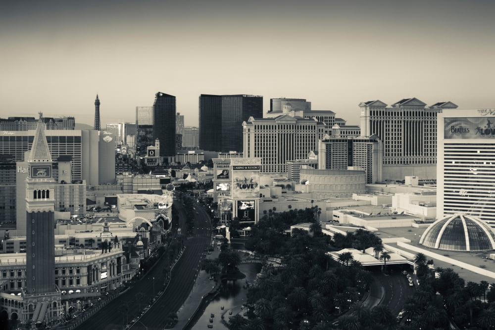 High angle view of a city Las Vegas Boulevard Las Vegas Strip Las Vegas Nevada USA Canvas Art - Panoramic Images (36 x 12)