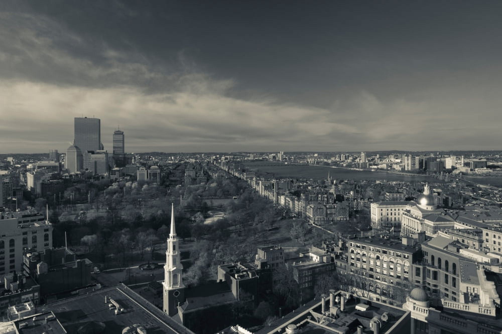 High angle view of a city Massachusetts State Capitol Boston Common Back Bay Boston Massachusetts USA Canvas Art - Panoramic Images (27 x 9)