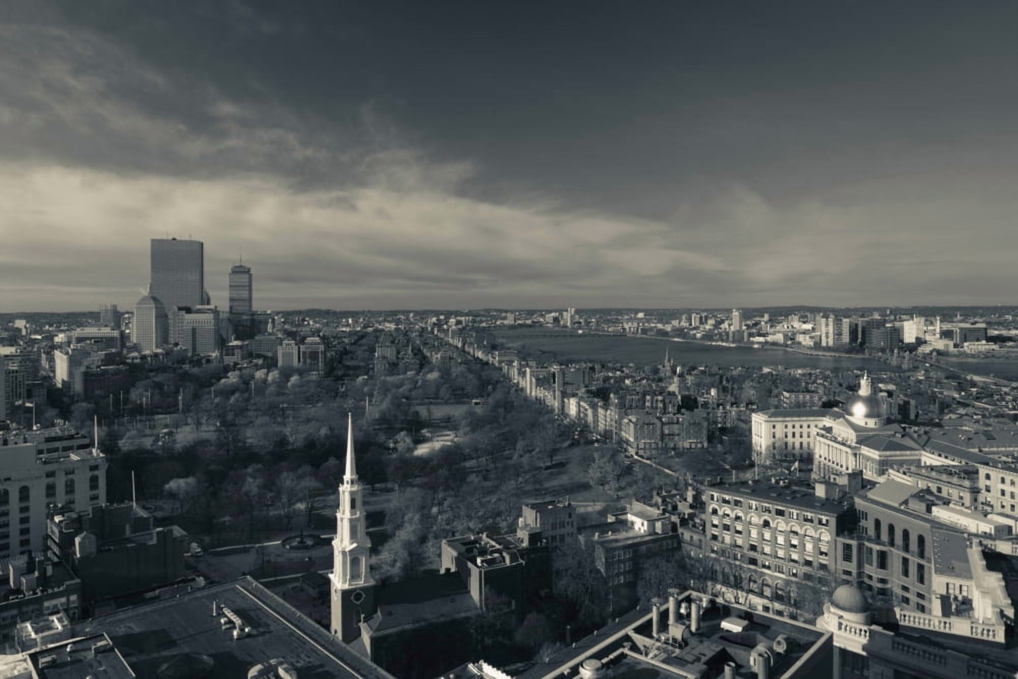 High angle view of a city Massachusetts State Capitol Boston Common Back Bay Boston Massachusetts USA Canvas Art - Panoramic Images (36 x 12)