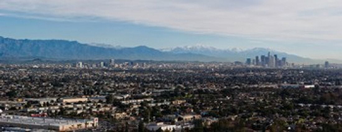High angle view of a city Mt Wilson Mid-Wilshire Los Angeles California USA Canvas Art - Panoramic Images (15 x 6)